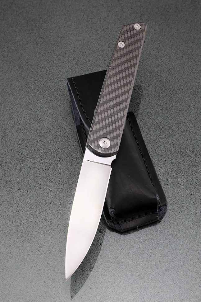 Нож складной Магер сталь Х12МФ накладки карбон + AUS8 (подшипники, клипса)