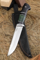 Нож Вепрь Sandvik рукоять черный граб карельская береза зеленая