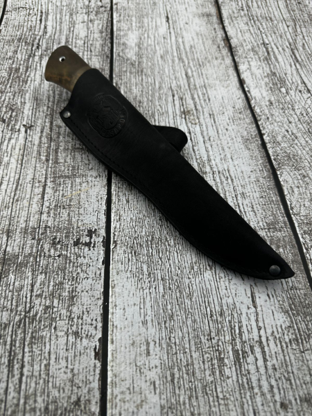 Нож Овод сталь М390 рукоять карельская береза коричневая мельхиор (РАСПРОДАЖА)