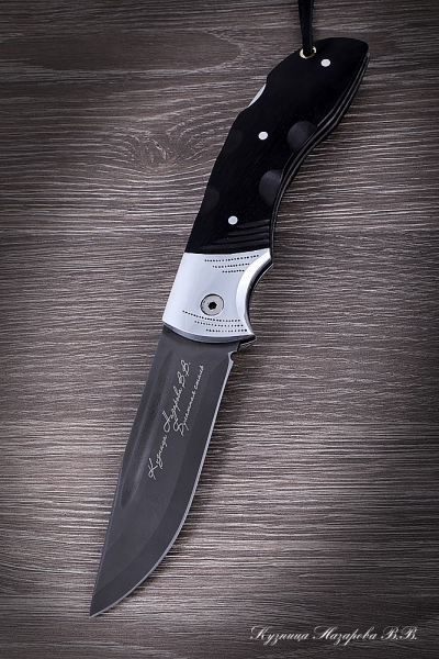 Нож складной Филин сталь булат накладки черный граб с дюралью