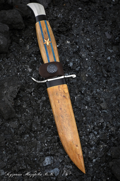 Replica of the Finnish awkward NKVD S390 nickel silver handle and scabbard black hornbeam Karelian birch amber