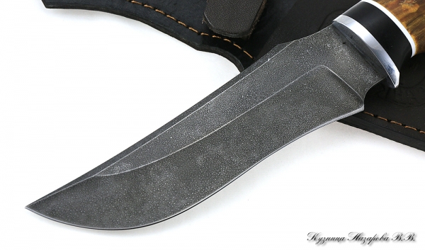Knife Mongoose HV-5 black hornbeam stabilized Karelian birch(amber)