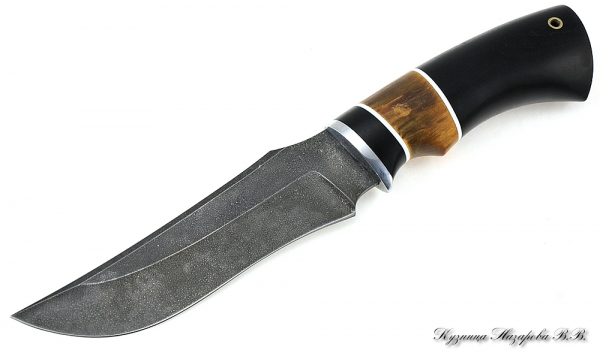 Нож Мангуст ХВ-5 черный граб стабилизированная карельская береза(янтарная)