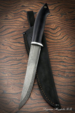 Knife Killer whale medium fillet wootz steel black hornbeam (inscription)