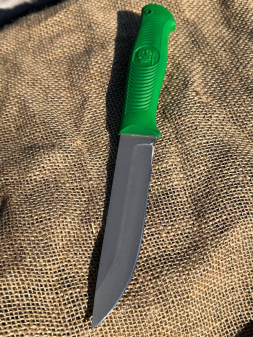 Нож "Пехотинец" сталь х12мф рукоять резинопласт зеленый