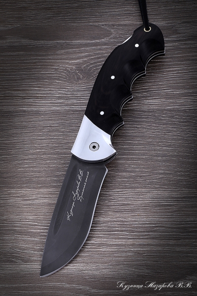 Folding knife Eagle steel Wootz steel lining Black hornbeam