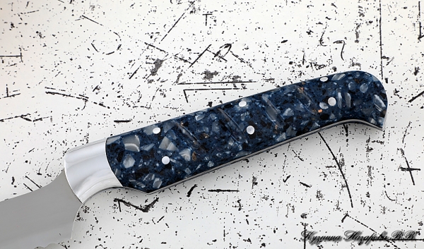 Кухонный нож Шеф № 15 сталь 95Х18  рукоять акрил синий