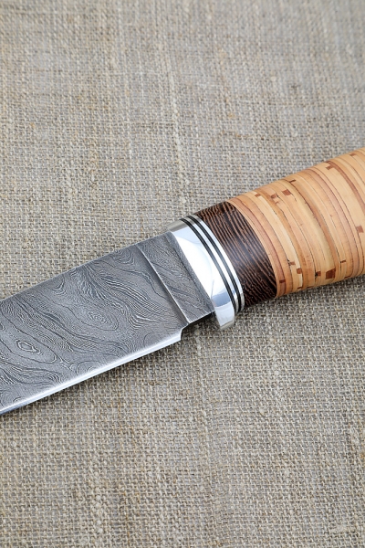 Knife Leopard Damascus birch bark