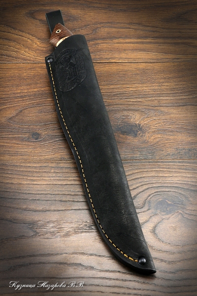 Нож Касатка большая филейный дамаск береста (надпись)