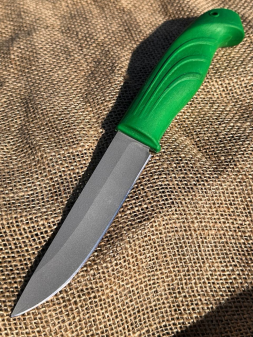 Нож "Барс-2" сталь х12мф рукоять резинопласт зеленый 