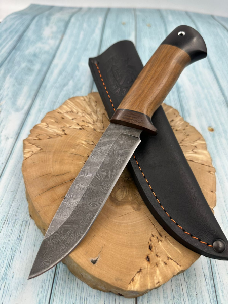 Нож &quot;Оса&quot; сталь дамаск, рукоять кавказский орех и черный граб (распродажа)  