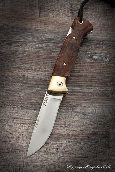 Нож складной Волк сталь Elmax накладки стабилизированная карельская береза (коричневая)
