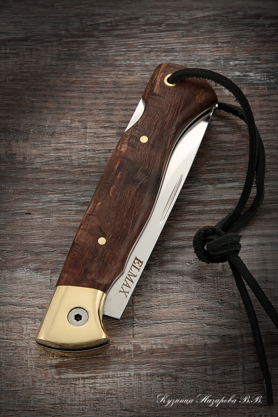 Folding knife Wolf steel Elmax lining stabilized Karelian birch (brown)