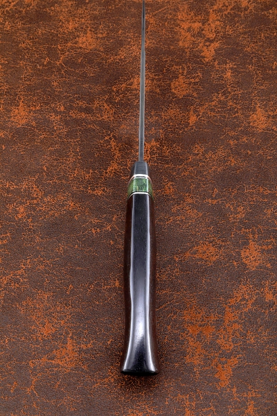 Knife Zasapozhny Damascus laminated with a dole handle carbon Karelian birch green black hornbeam