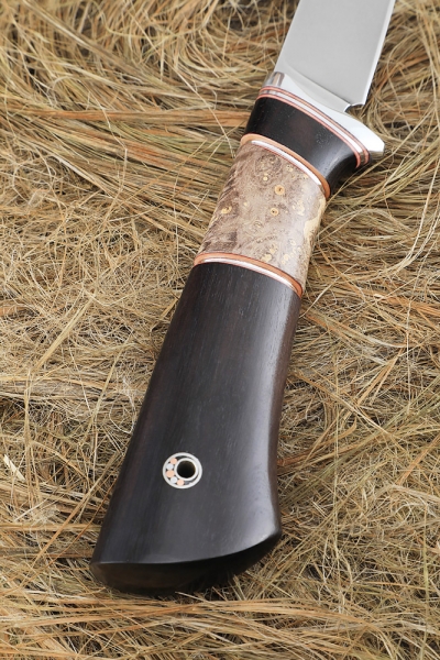 Knife Needle Sandvik handle black hornbeam Karelian birch brown