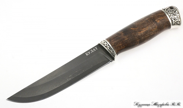 Knife Kosach wootz steel melchior stabilized Karelian birch (brown)