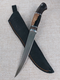Шеф нож-7 х12мф черный граб,гибрид стабилизированная карельская береза и акрил черный (распродажа) 
