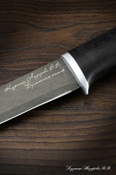 Нож Касатка большая филейный булат черный граб (надпись)