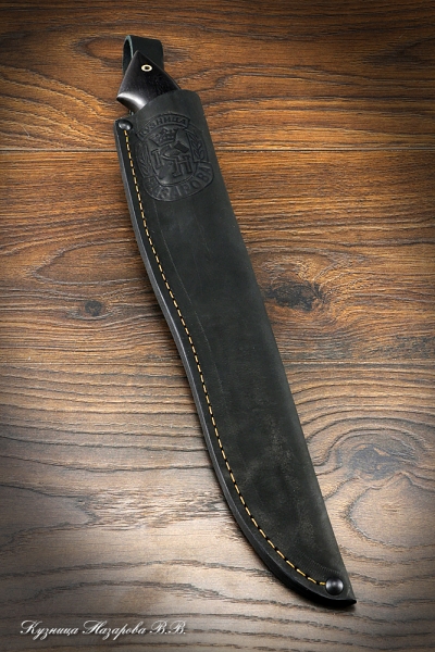 Нож Касатка большая филейный булат черный граб (надпись)