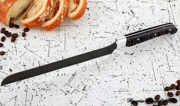 Кухонный нож Шеф № 15 сталь Х12МФ  рукоять акрил коричневый