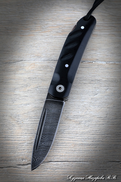 Folding Knife Lapwing Steel Damascus Lining Acrylic Black