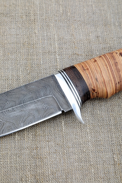 Cheetah knife Damascus birch bark
