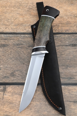 Boar knife X12MF with nickel handle black hornbeam Karelian birch two-tone