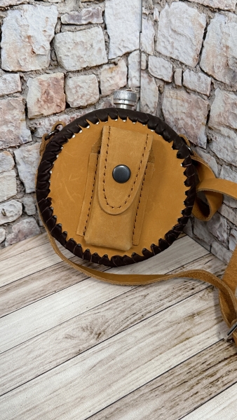 0.5L Orange Leather Flask with 2018 pattern (on sale)
