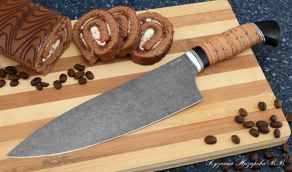 Knife Chef No. 13 steel K340 handle birch bark black hornbeam