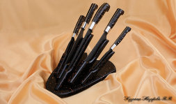 Stand with a set of knives H12MF acrylic brown - HEDGEHOG