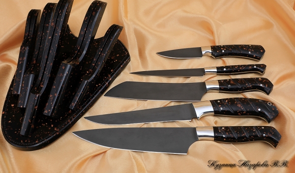 Подставка с набором ножей х12мф акрил коричневый - ЁЖ