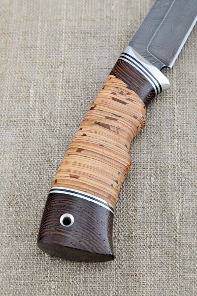 Knife Hedgehog Damascus birch bark