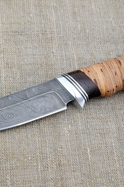 Knife Hedgehog Damascus birch bark