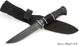Нож Пехотинец ХВ-5 мельхиор черный граб стабилизированная карельская береза (фиолетовая)