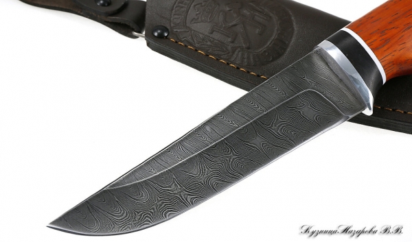 Knife Bison Damascus black hornbeam paduk