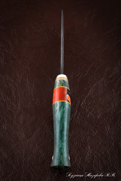 Нож Варан дамаск ламинированный карельская береза зеленая акрил