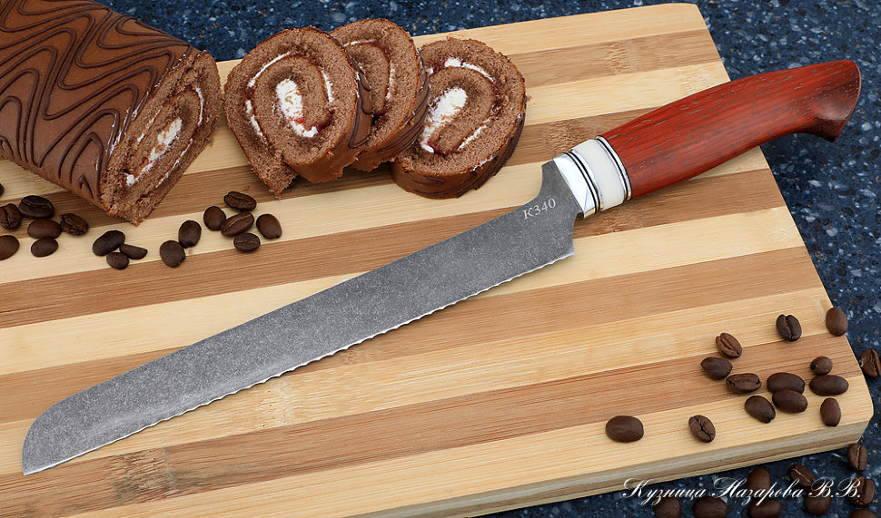 Кухонный нож Шеф № 15 сталь К340  рукоять падук акрил