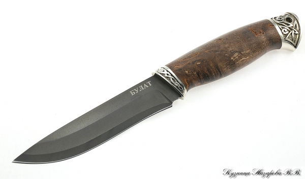 Knife Sokol wootz steel melchior stabilized Karelian birch (brown)