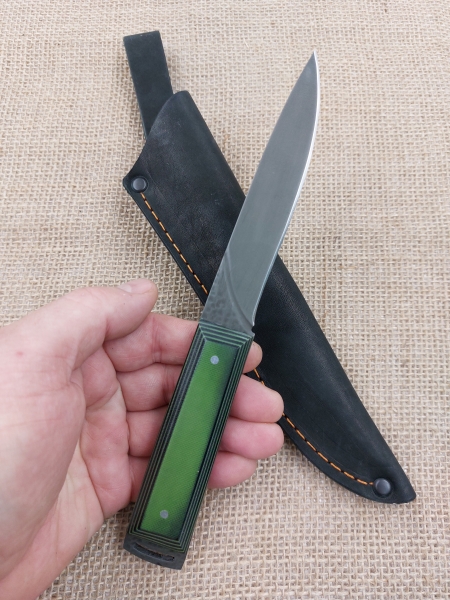 Нож №41 х12мф цельнометаллический рукоять G10 черно-зеленая (распродажа)