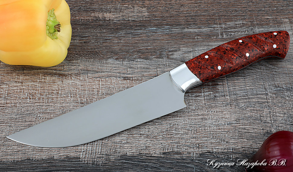 Нож Шеф № 8 сталь 95Х18 рукоять акрил красный