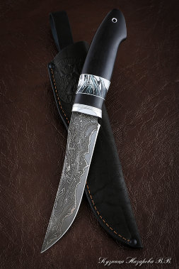 Knife Elephant Damascus laminated black hornbeam acrylic