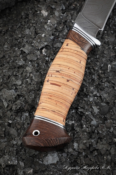 Knife Fox Damascus handle birch bark