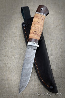 Knife Traveler Damascus birch bark