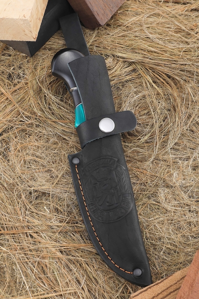 Knife Hunting Sandvik handle black hornbeam Karelian birch acrylic green