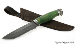 Knife Sokol wootz steel melchior stabilized Karelian birch (green)