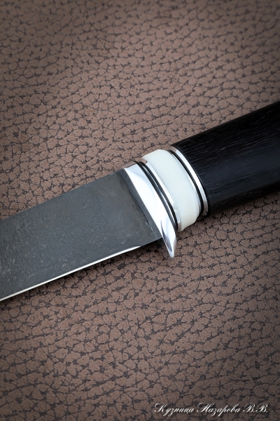 Нож Касатка средний филейный Х12МФ черный граб акрил белый