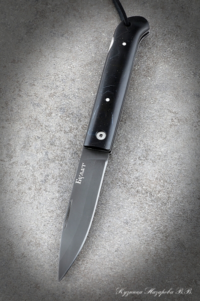 Нож складной Судак 2 сталь булат накладки акрил черный