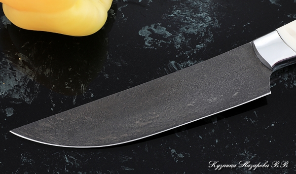 Кухонный нож Шеф № 8 сталь Х12МФ рукоять акрил белый