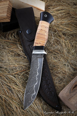 Sigma Damascus laminated birch bark knife