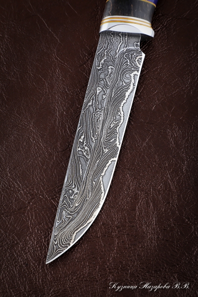 Нож Овод 2 дамаск ламинированный комбинированная карельская береза акрил
